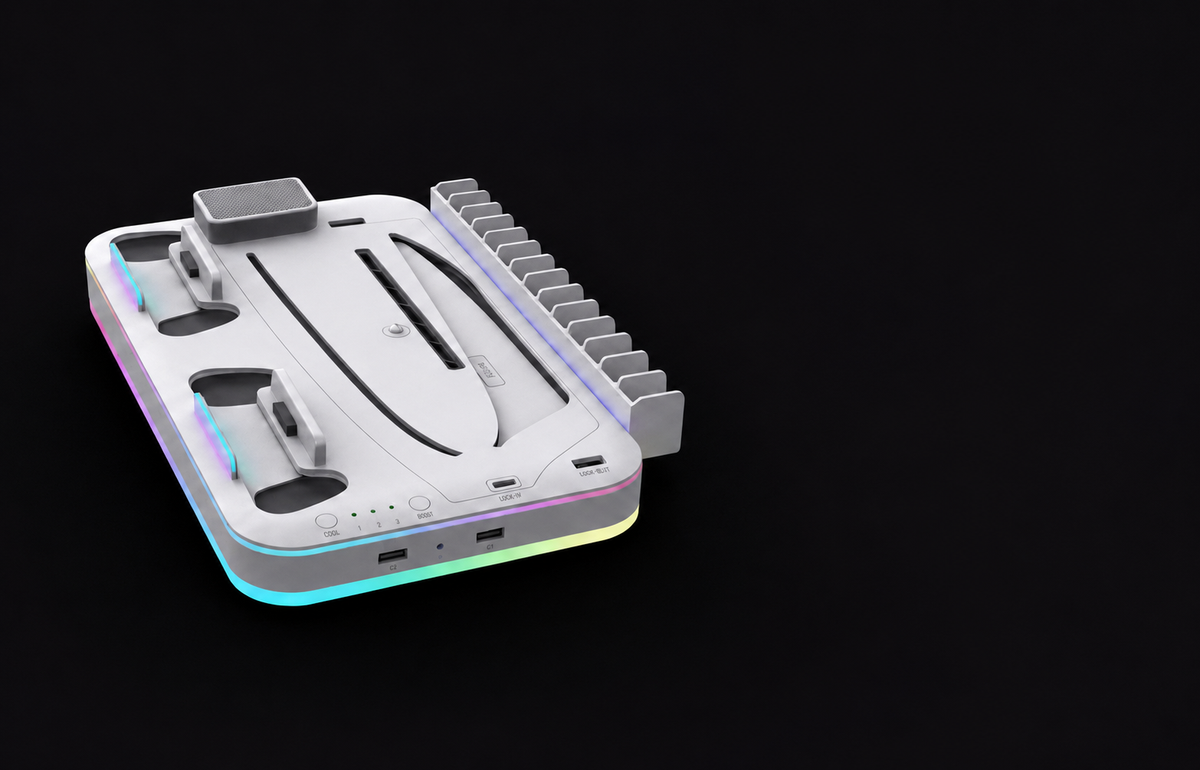 PS5 Cooling Base with Charging Stand and Storage Rack