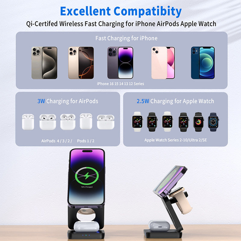 BEYMOR Fold 3-in-1 Wireless Charging Dock