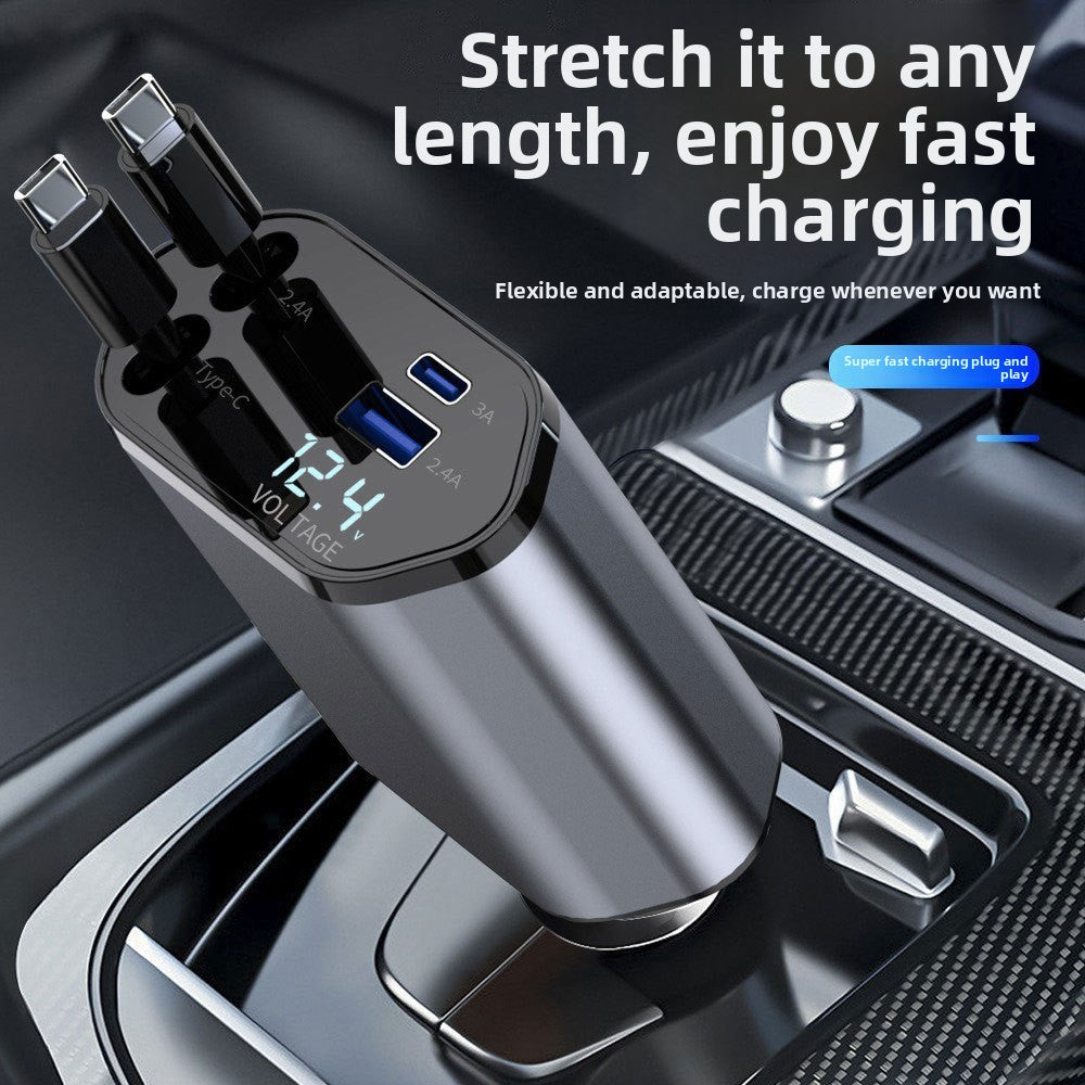Retractable Cable Car Charger 120W Fast Charging