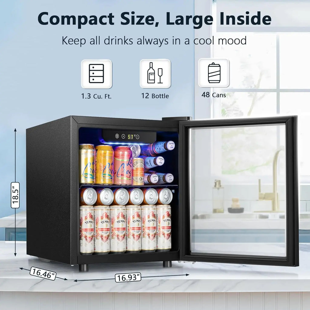 Mini Fridge Cooler With Glass Door For Home Office Use