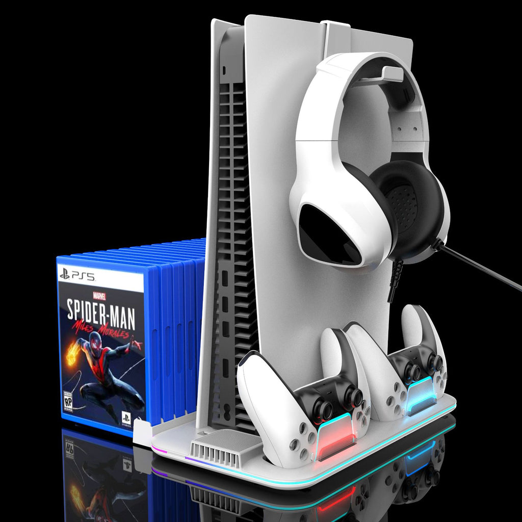 PS5 Cooling Base with Charging Stand and Storage Rack