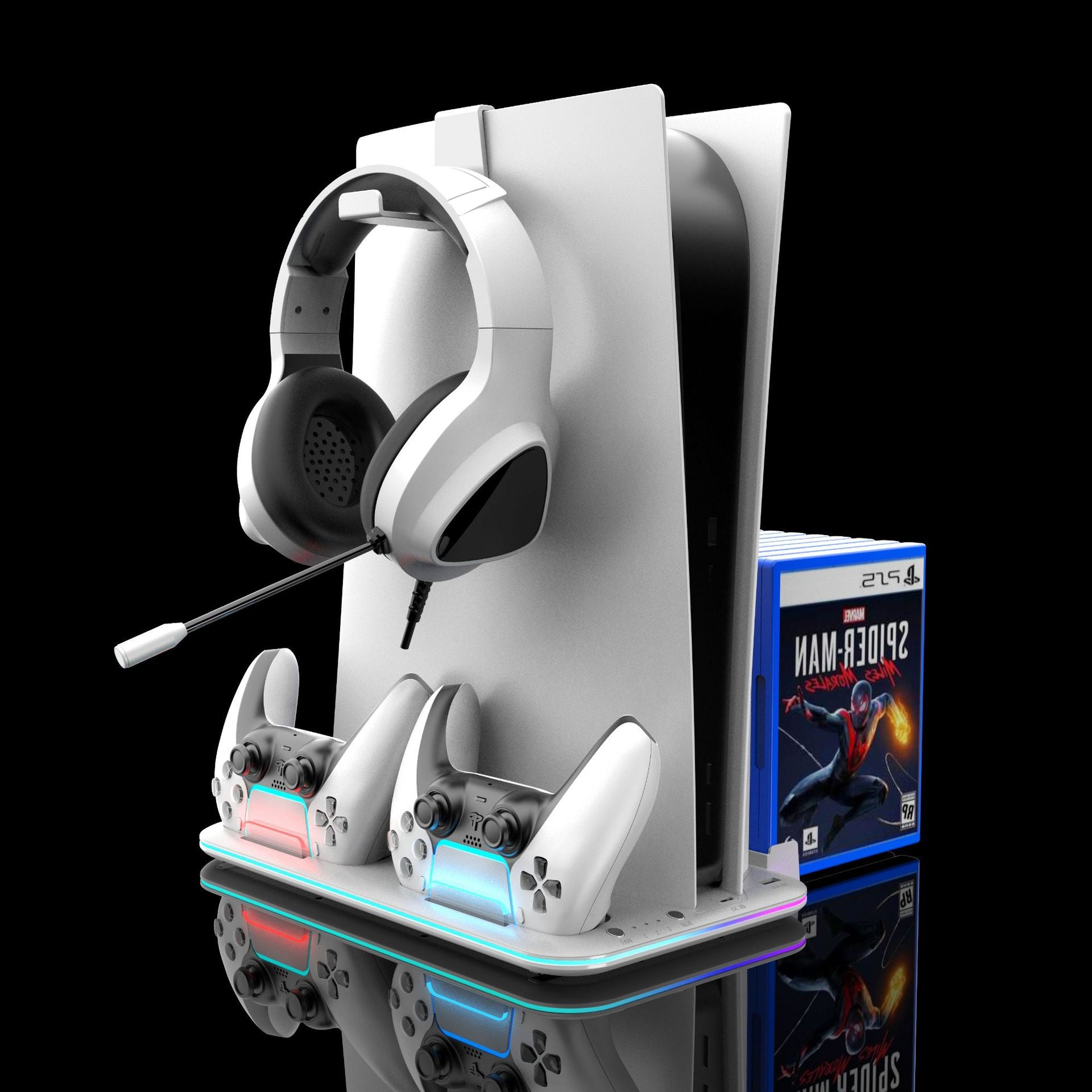 PS5 Cooling Base with Charging Stand and Storage Rack