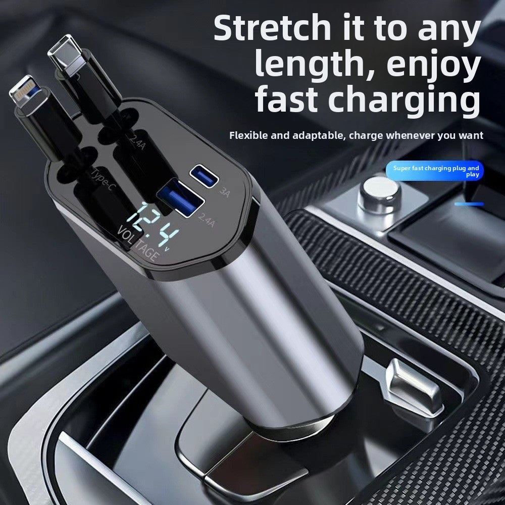 Retractable Cable Car Charger 120W Fast Charging